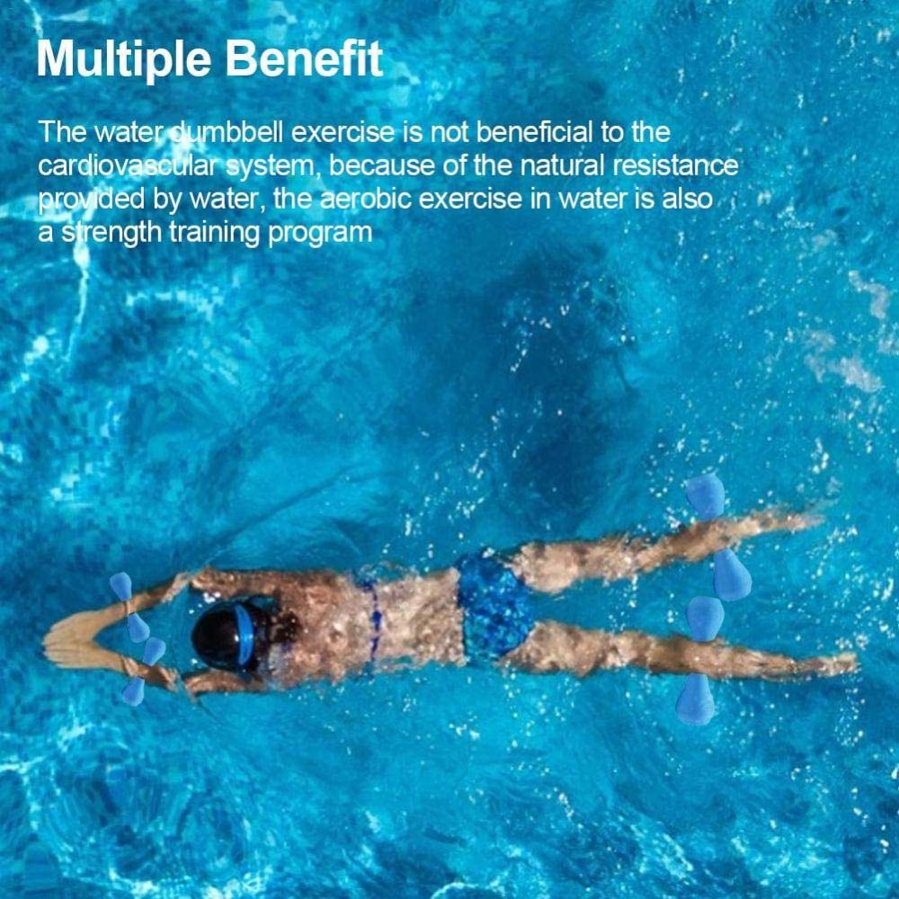 Aquatic Aerobics - ดัมเบลออกกำลังกายในน้ำแบบพกพา 2 ชิ้น ขนาด 28.5 ซม.